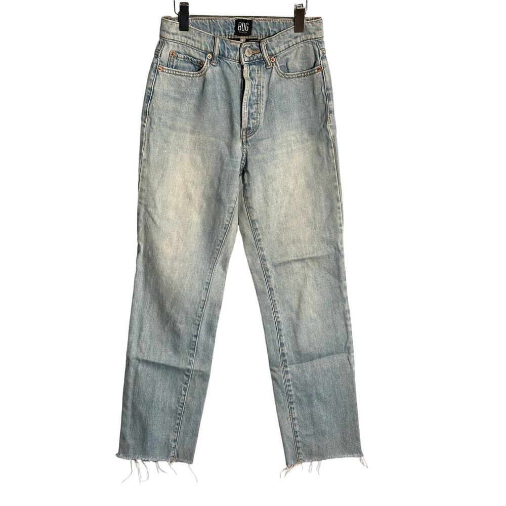 BDG Size: 24 Slim Straight High Waist Button Fly Raw Hem barrel Urban Outfitters